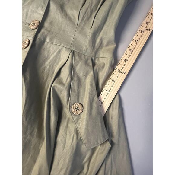 Rabbit Rabbit Rabbit Designs Dress Womens 8 Olive Button Front Midi Made USA - Picture 11 of 12